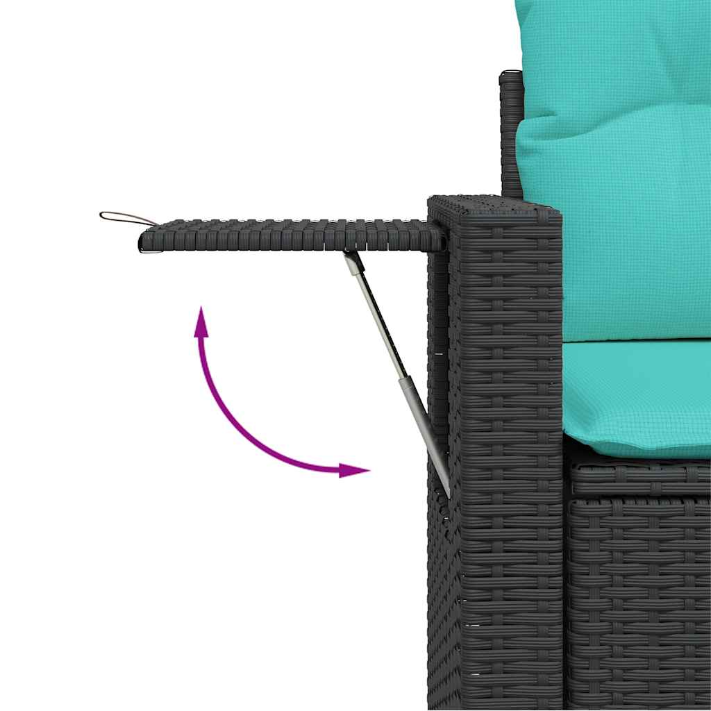 havesofasæt med 9 dele og hynder sort polyrattan
