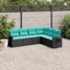 havesofasæt med 6 hynder sort polyrattan