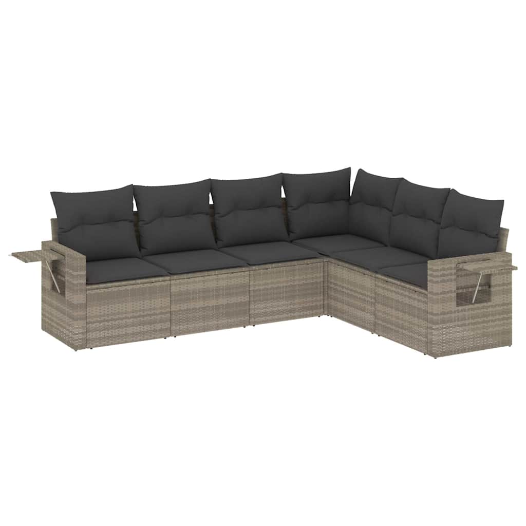sofasæt til haven 6 dele med hynder polyrattan lysegrå