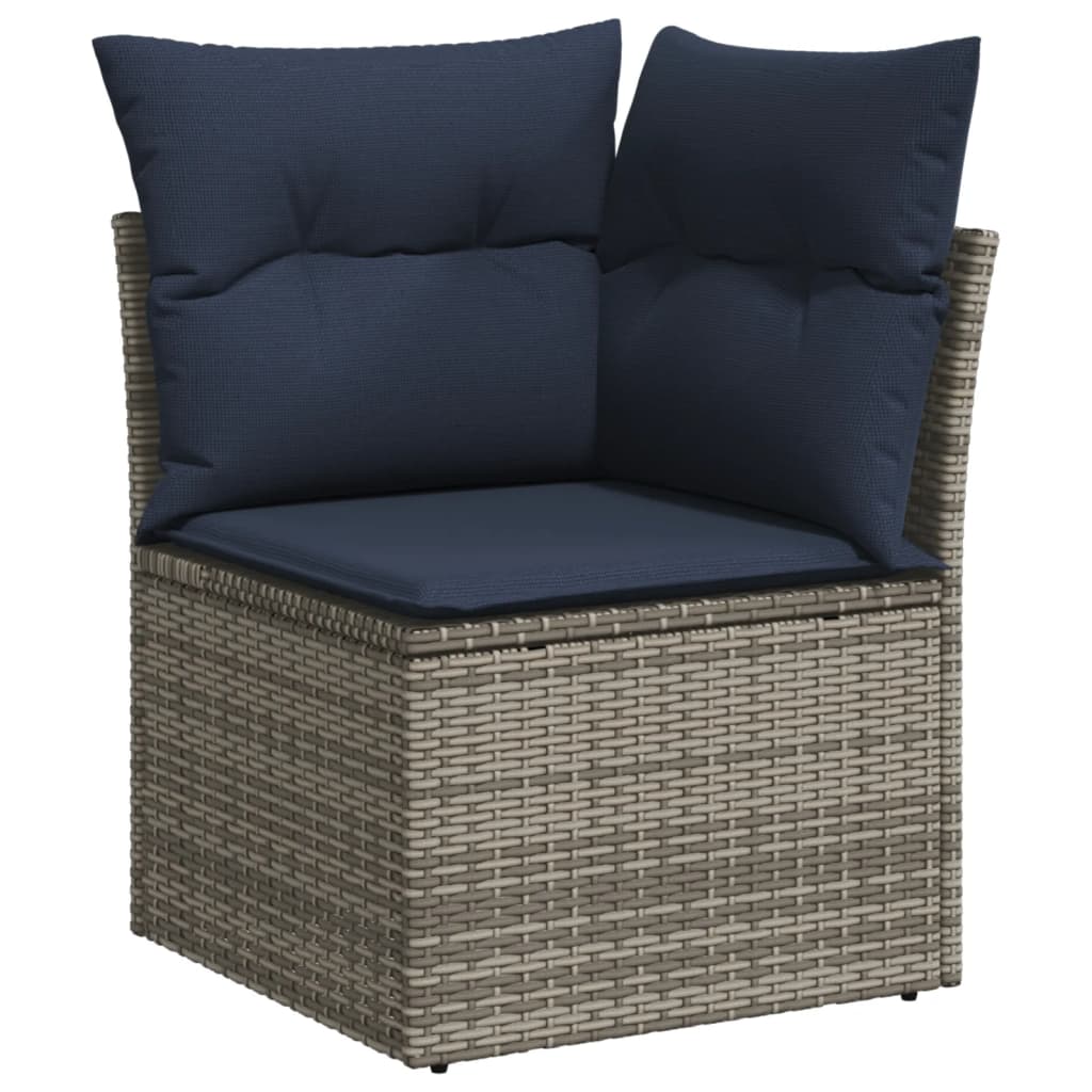 havesofasæt med 7 dele og hynder grå polyrattan