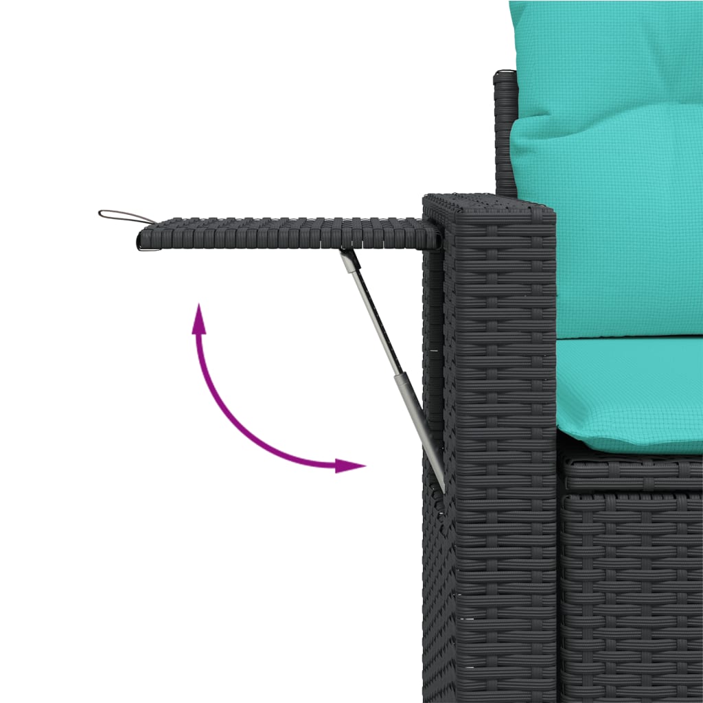 8-delt havesofasæt med hynder sort polyrattan