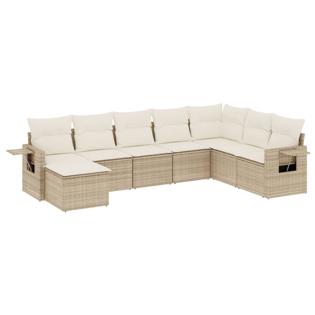 sofasæt til haven 8 dele med hynder polyrattan beige