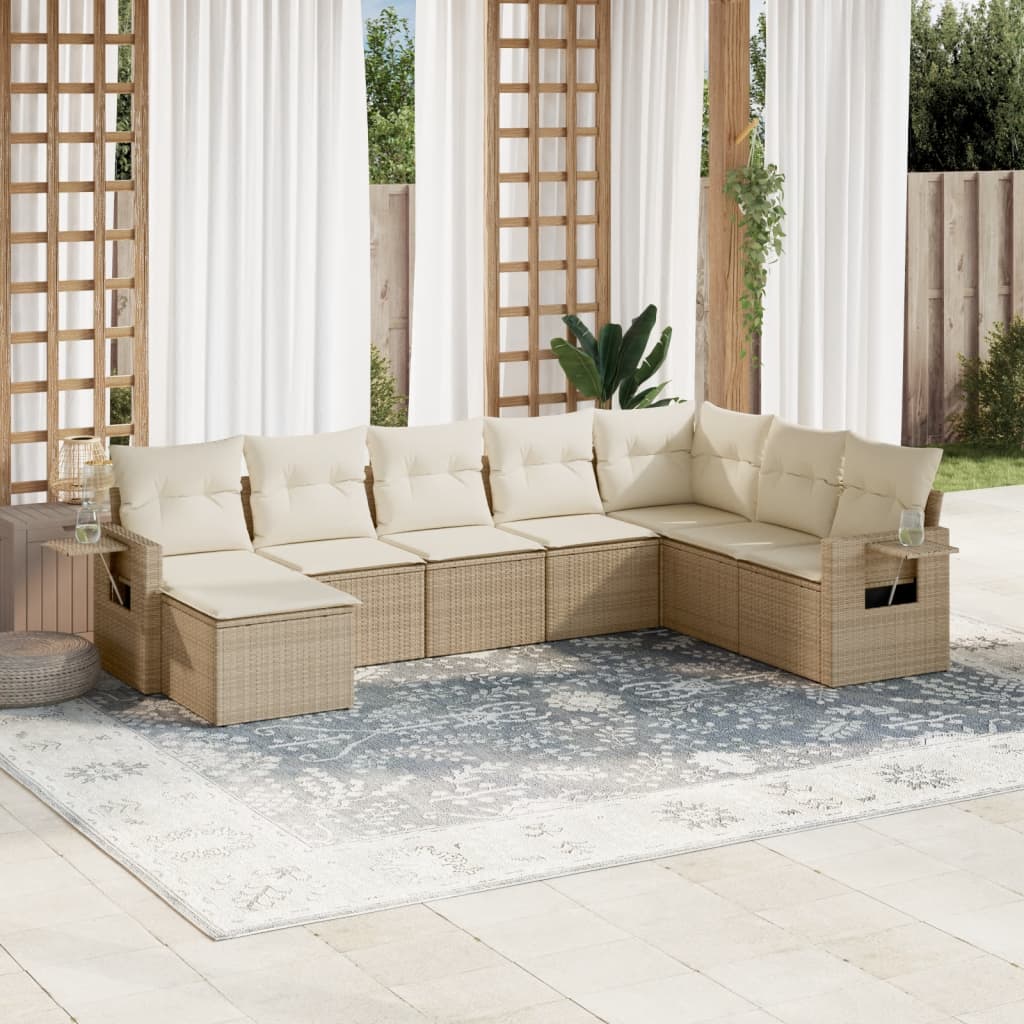 sofasæt til haven 8 dele med hynder polyrattan beige