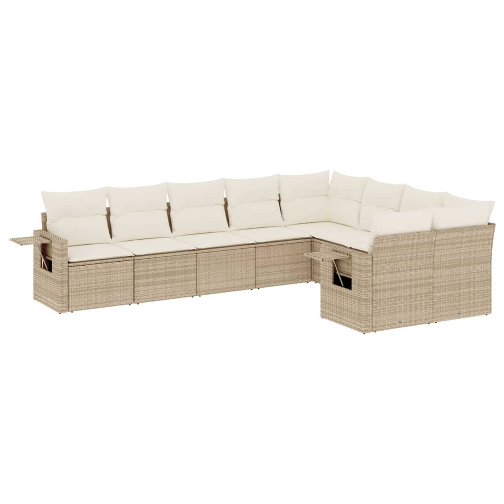 sofasæt til haven 9 dele med hynder polyrattan beige