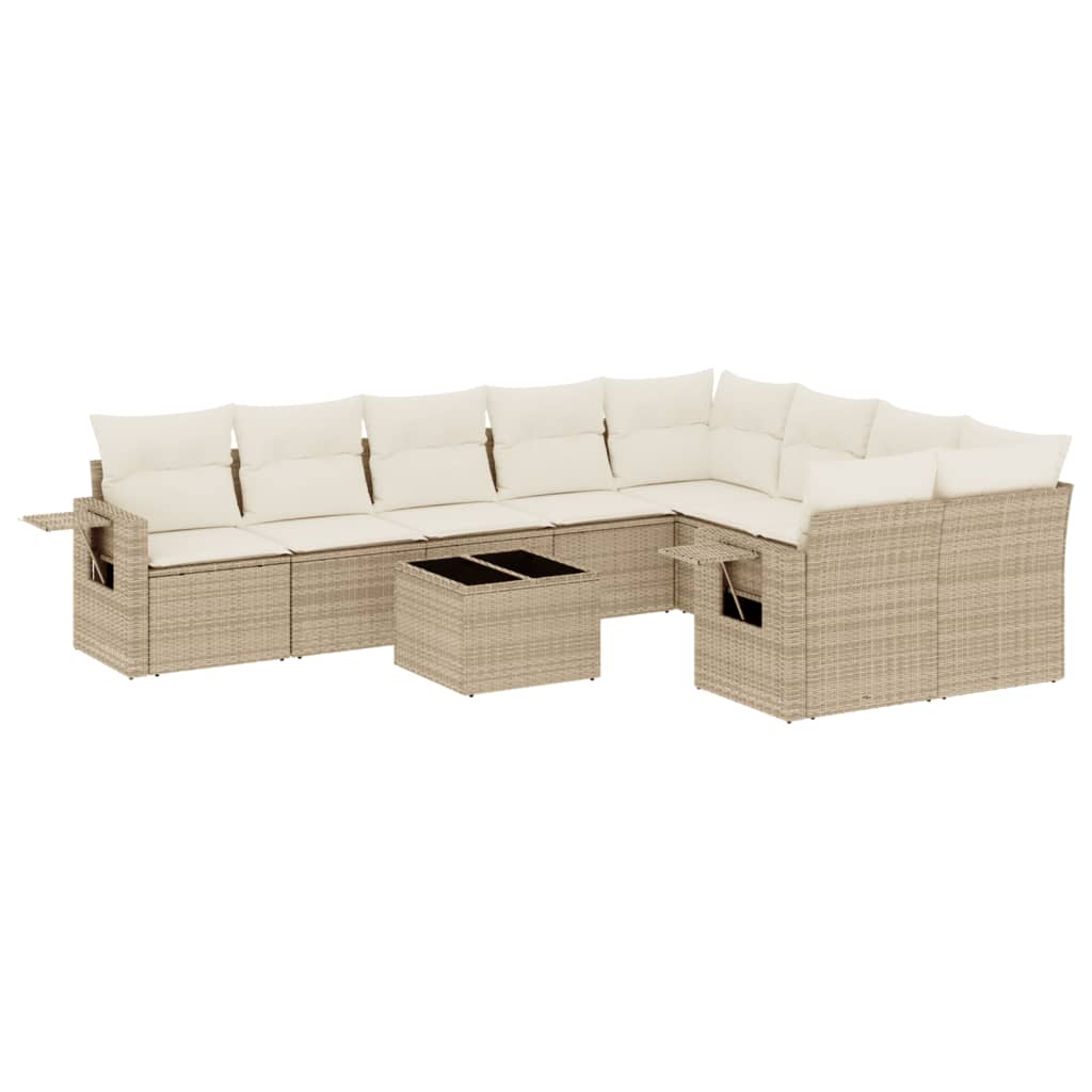 sofasæt til haven 10 dele med hynder polyrattan beige