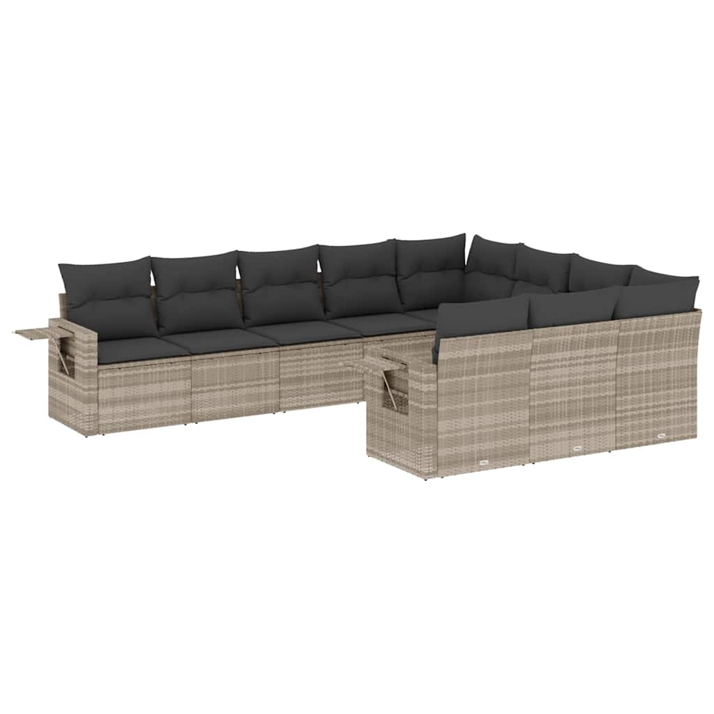 sofasæt til haven 10 dele med hynder polyrattan lysegrå