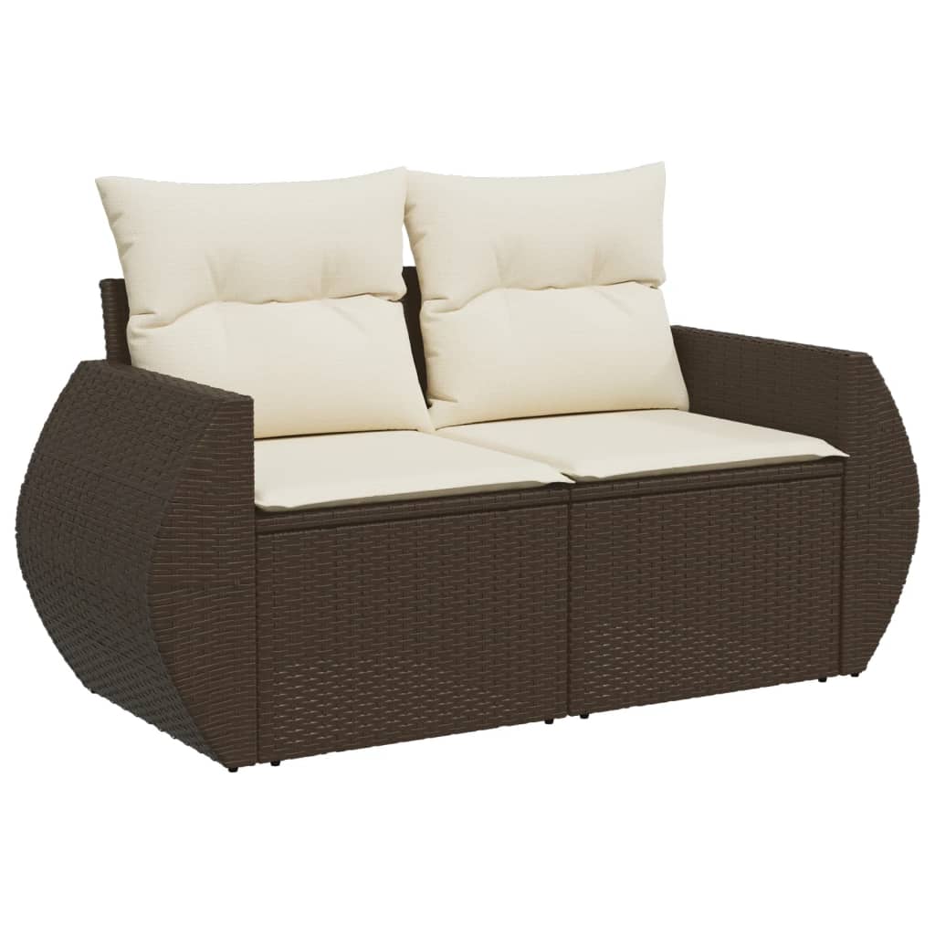 sofasæt til haven 9 dele med hynder polyrattan brun