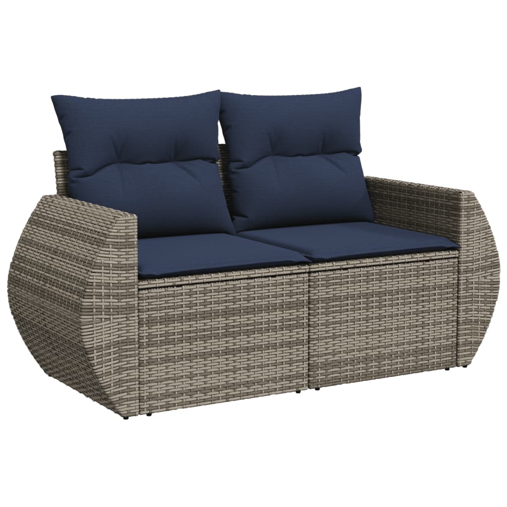 havesofasæt med 5 dele og hynder grå polyrattan
