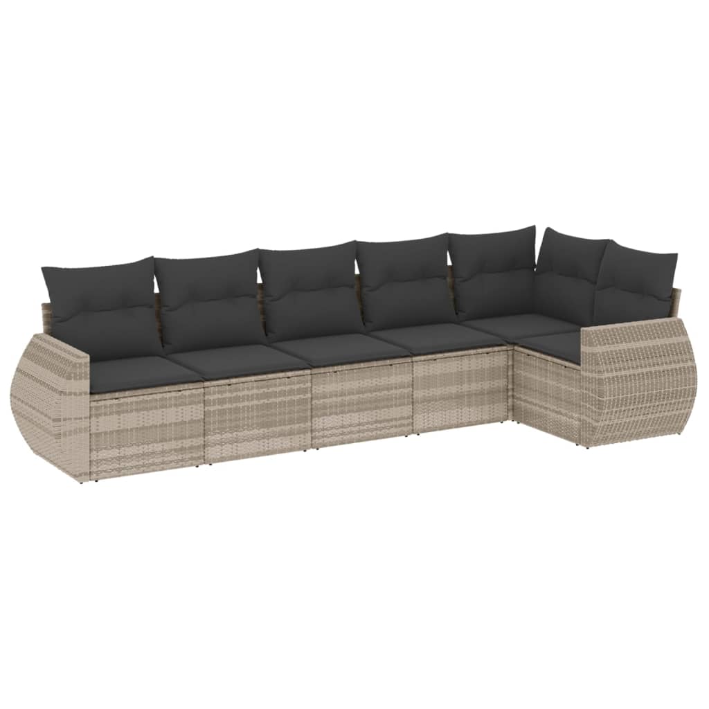 sofasæt til haven 6 dele med hynder polyrattan lysegrå