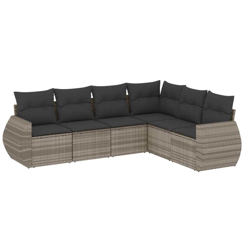 sofasæt til haven 6 dele med hynder polyrattan lysegrå