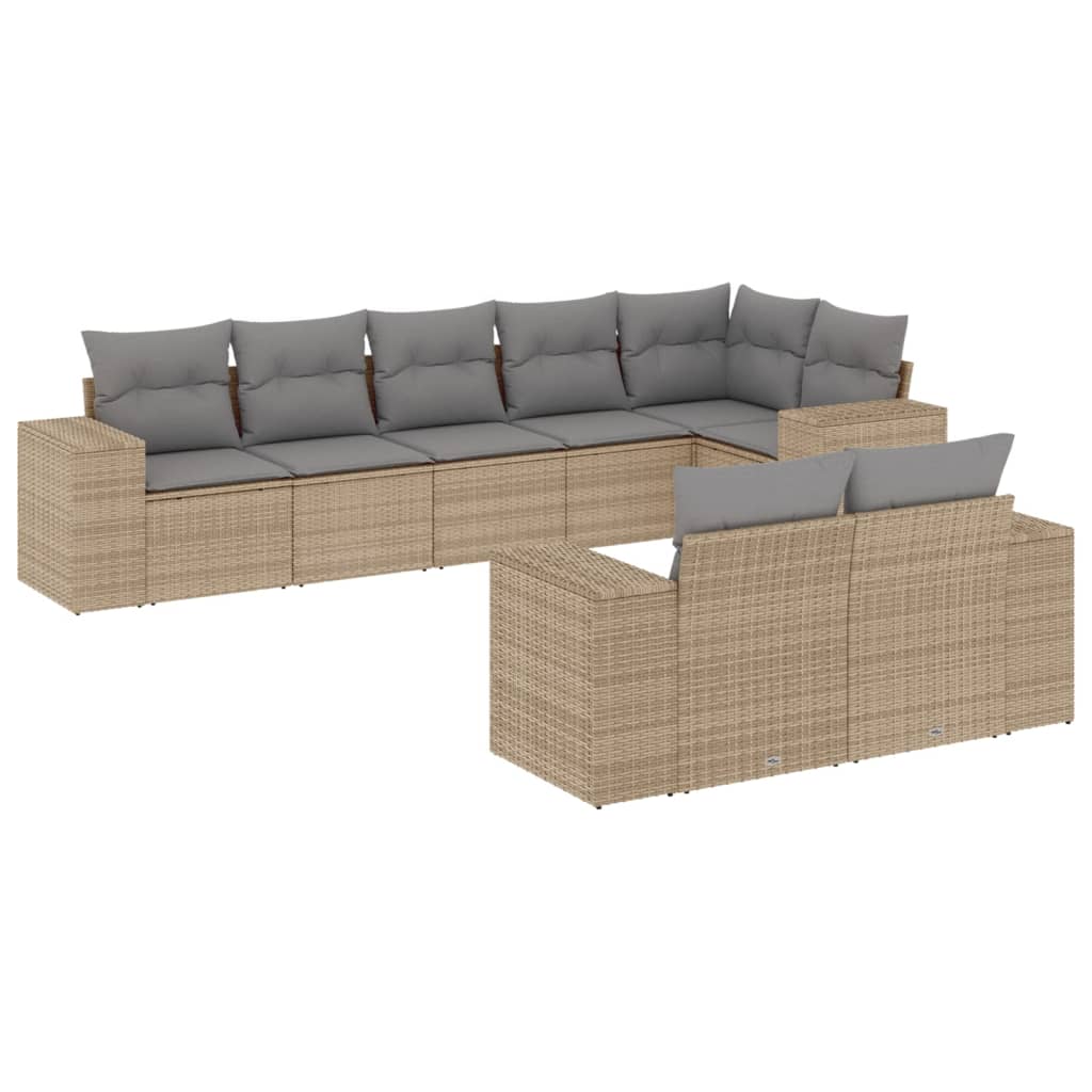 sofasæt til haven 8 dele med hynder polyrattan beige