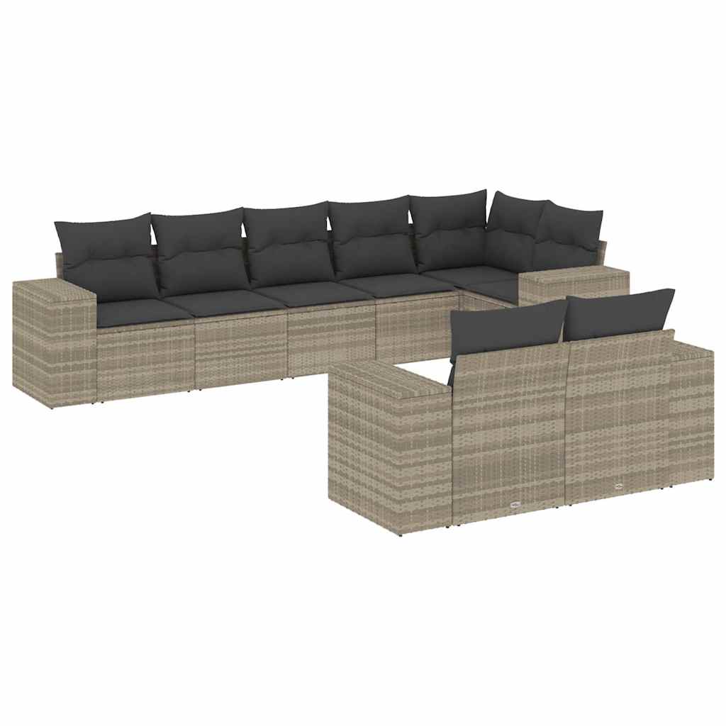 sofasæt til haven 8 dele med hynder polyrattan lysegrå