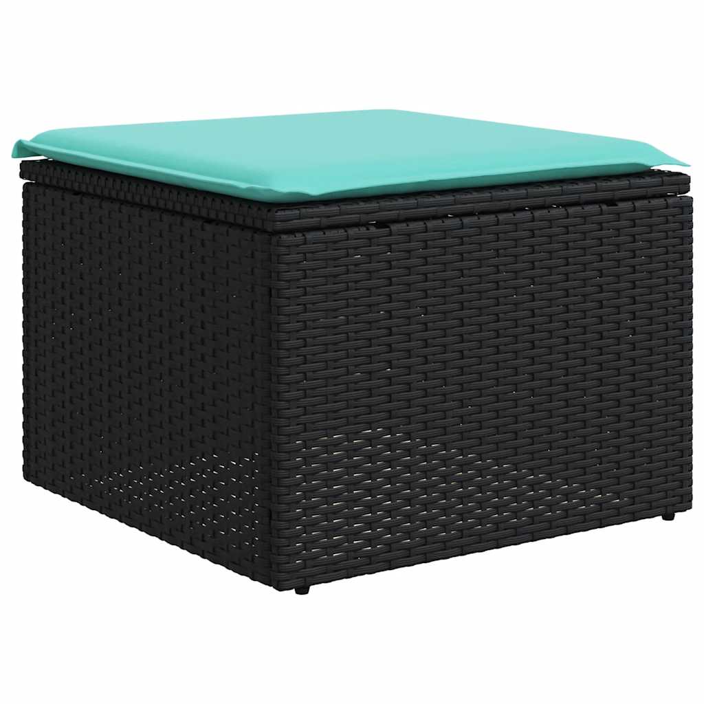 havesofasæt med 6 hynder sort polyrattan