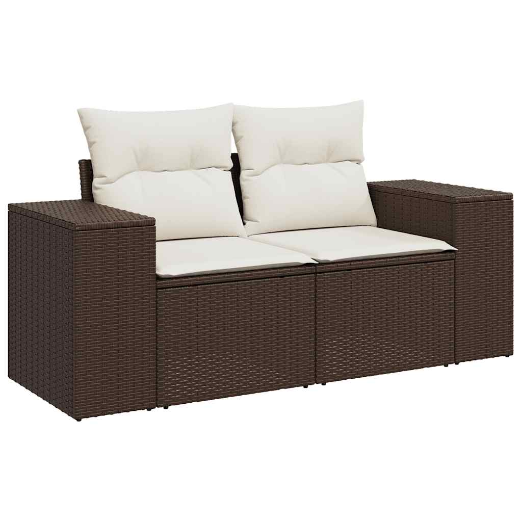 sofasæt til haven 7 dele med hynder polyrattan brun