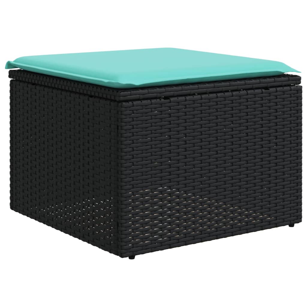 havesofasæt med 6 hynder sort polyrattan
