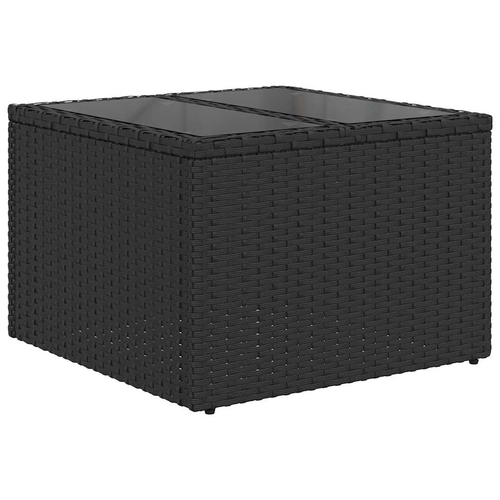 havesofasæt med 7 hynder sort polyrattan