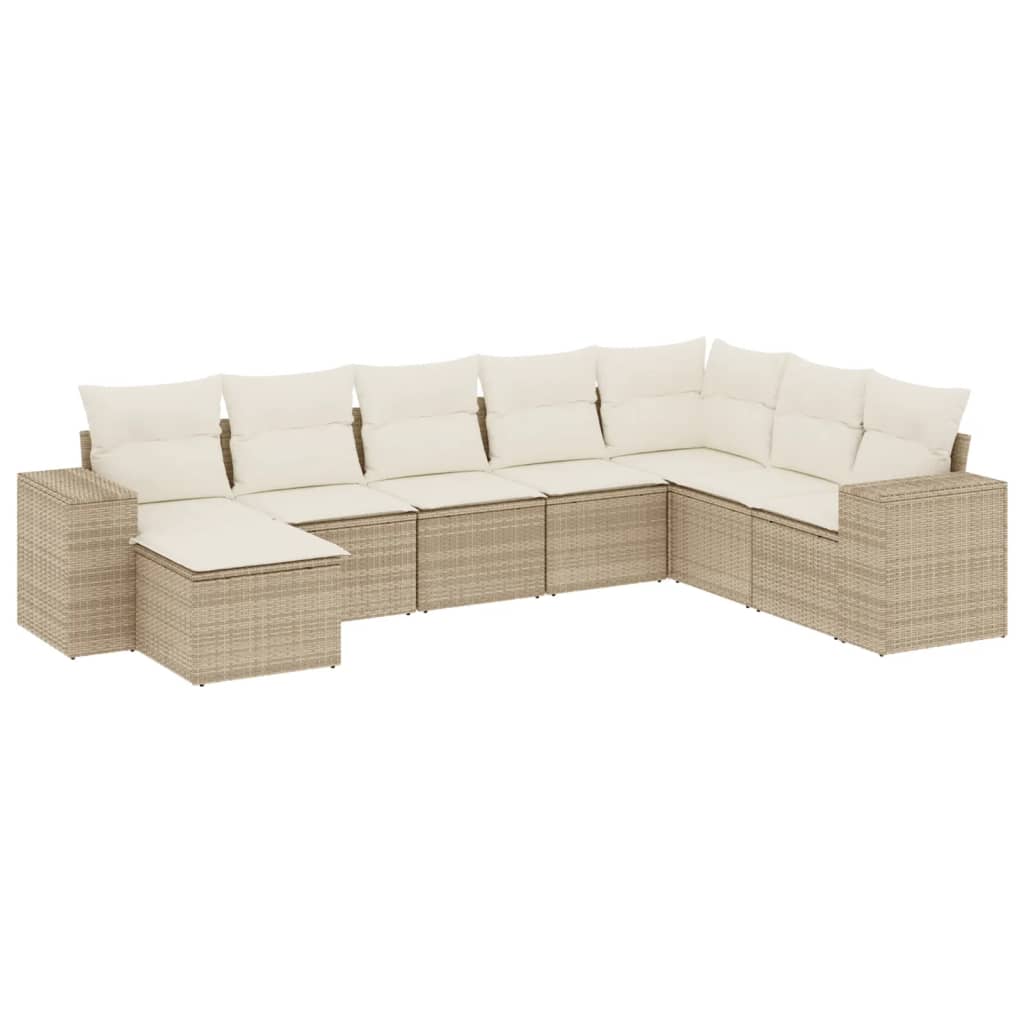 sofasæt til haven 8 dele med hynder polyrattan beige