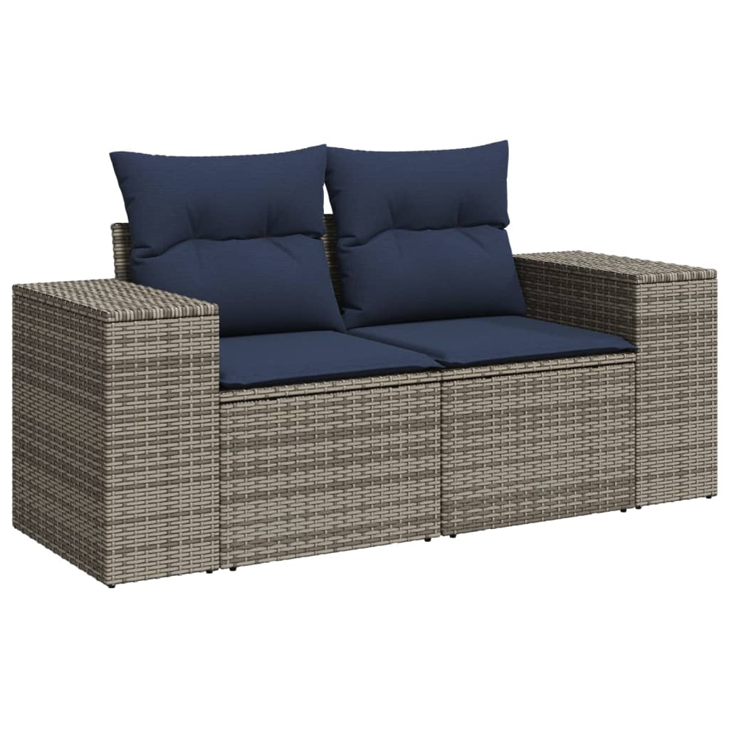 havesofasæt med 6 dele og hynder grå polyrattan