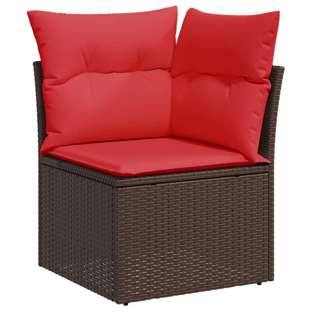 havesofasæt med 7 hynder brun polyrattan