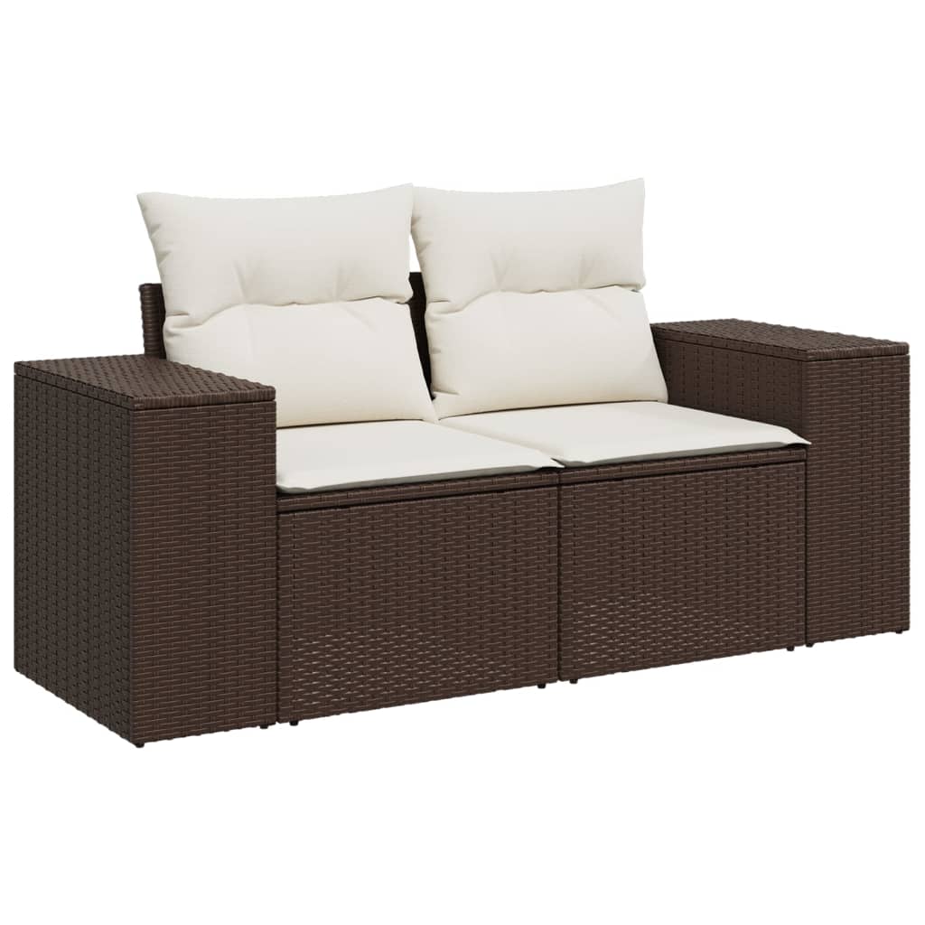 sofasæt til haven 9 dele med hynder polyrattan brun