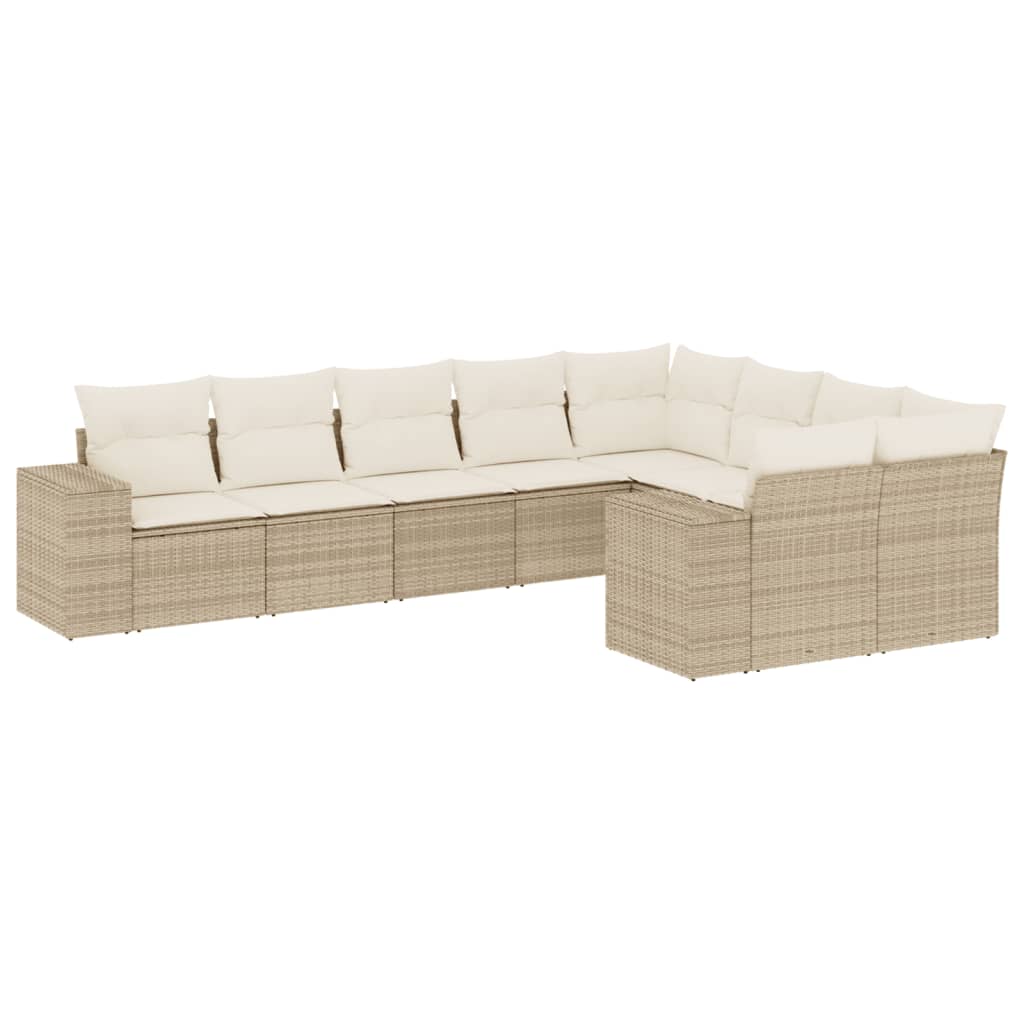 sofasæt til haven 9 dele med hynder polyrattan beige