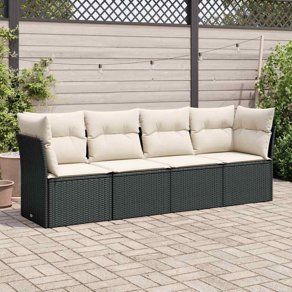 sofasæt til haven 4 dele med hynder polyrattan sort