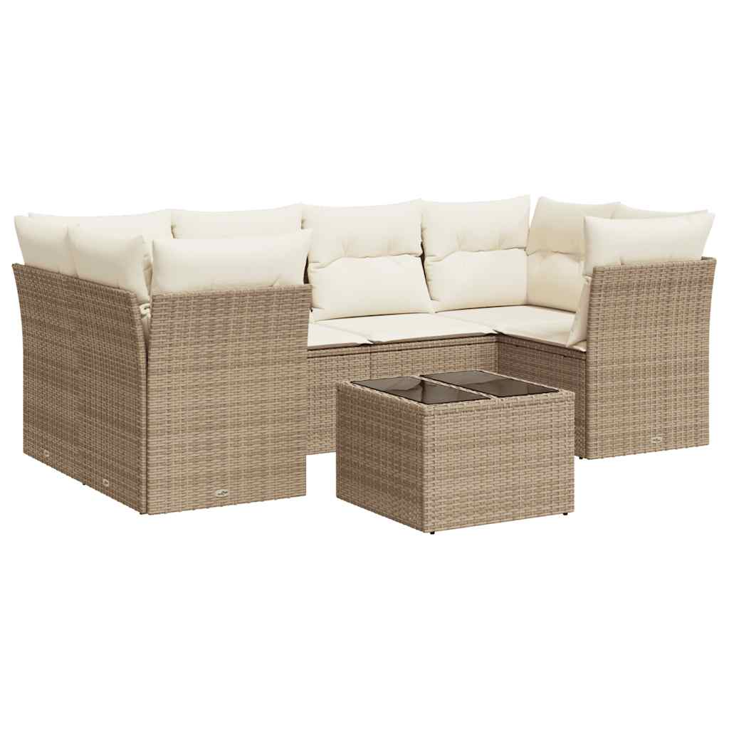 sofasæt til haven 7 dele med hynder polyrattan beige