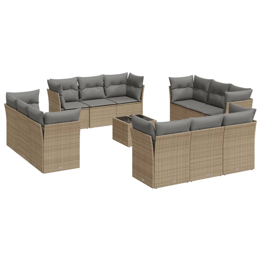 sofasæt til haven 13 dele med hynder polyrattan beige