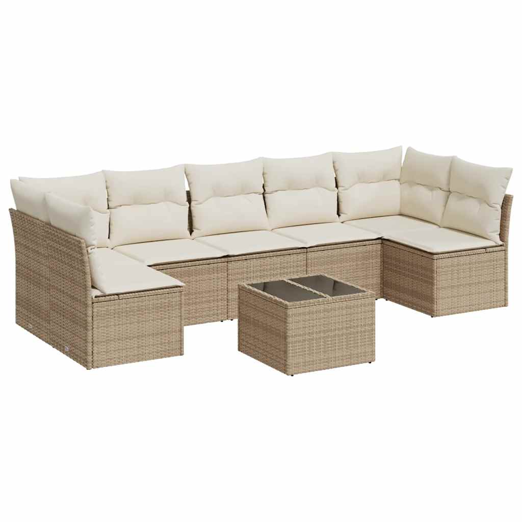 sofasæt til haven 8 dele med hynder polyrattan beige