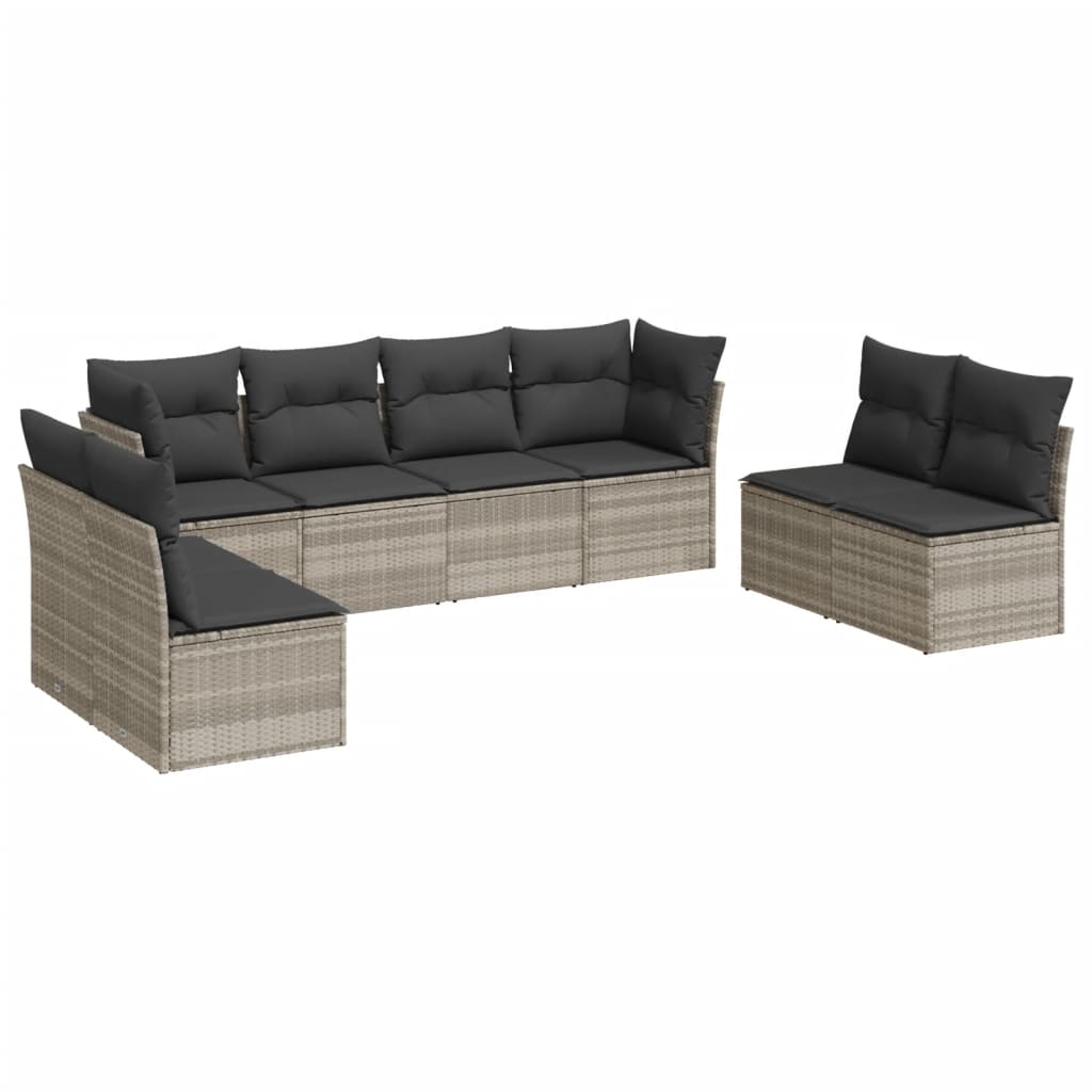 sofasæt til haven 8 dele med hynder polyrattan lysegrå