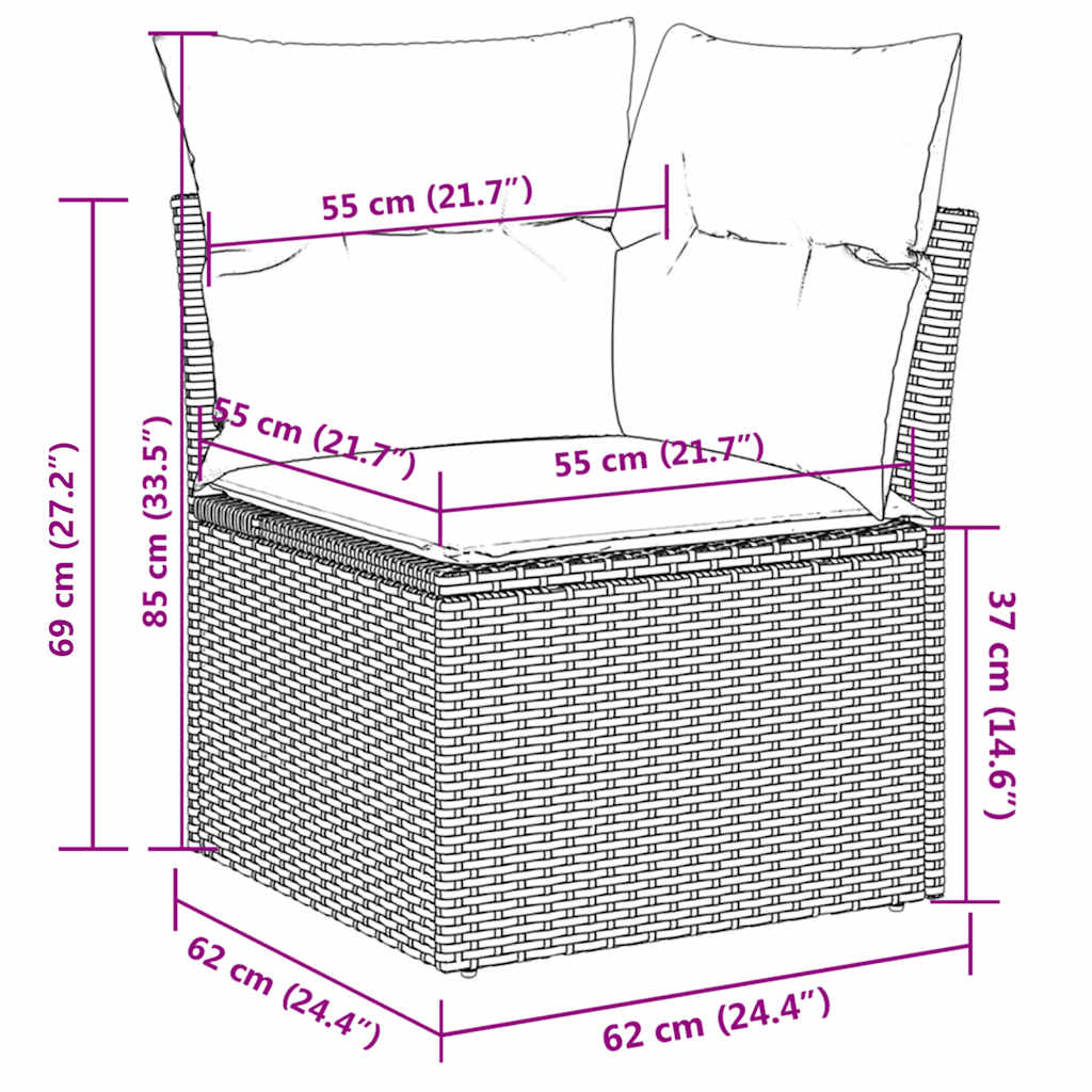 sofasæt til haven 5 dele med hynder polyrattan beige