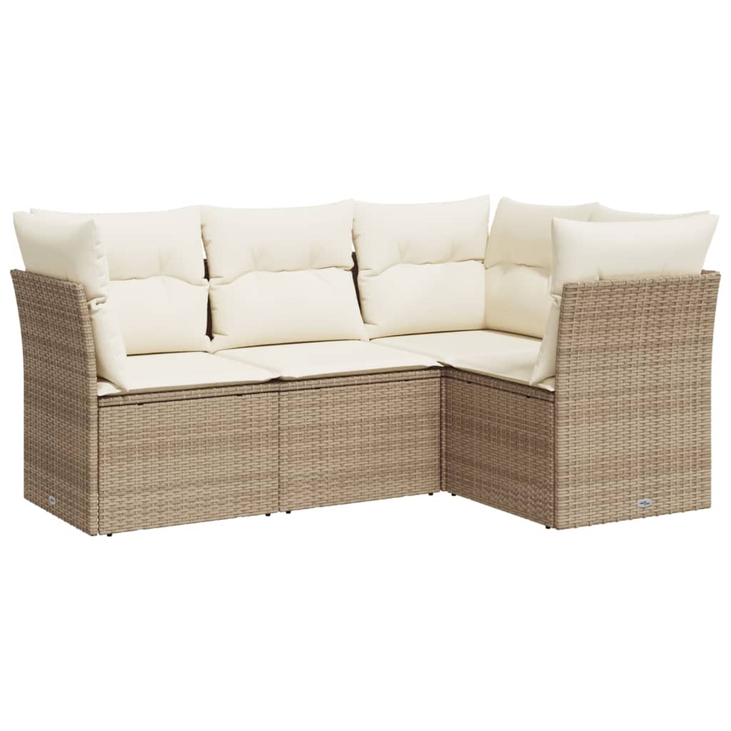 sofasæt til haven 4 dele med hynder polyrattan beige