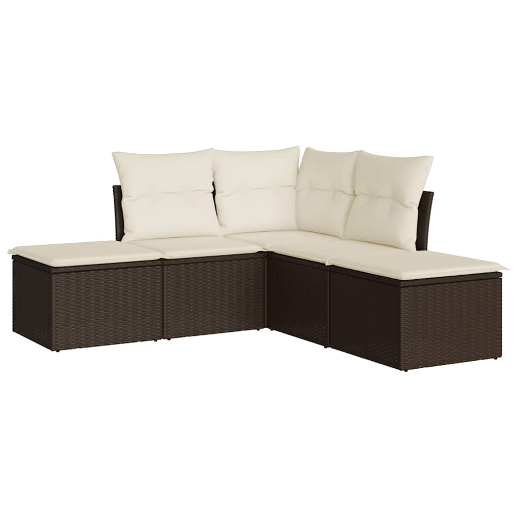 sofasæt til haven 5 dele med hynder polyrattan brun