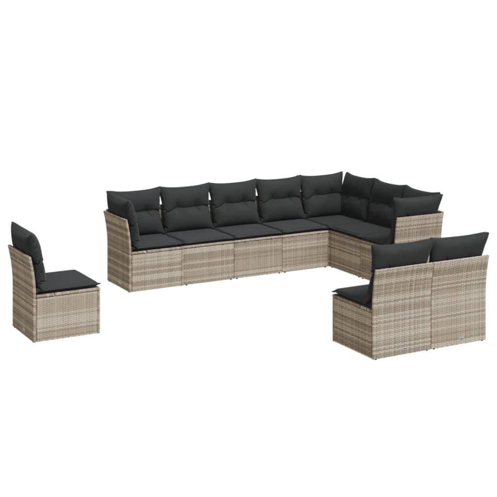sofasæt til haven 10 dele med hynder polyrattan lysegrå