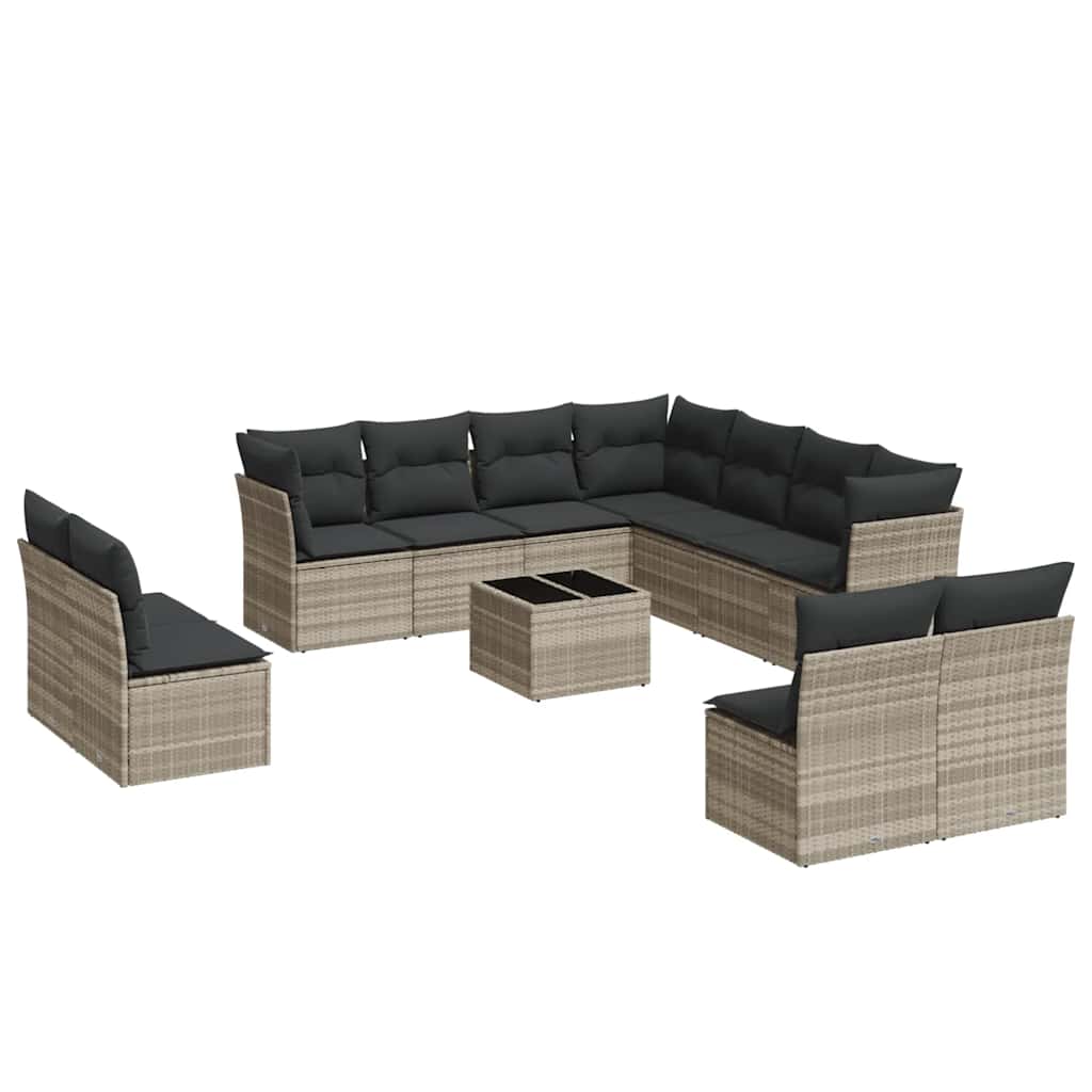 sofasæt til haven 12 dele med hynder polyrattan lysegrå