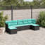havesofasæt med 7 hynder sort polyrattan