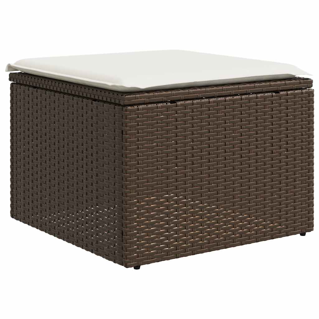 sofasæt til haven 10 dele med hynder polyrattan brun
