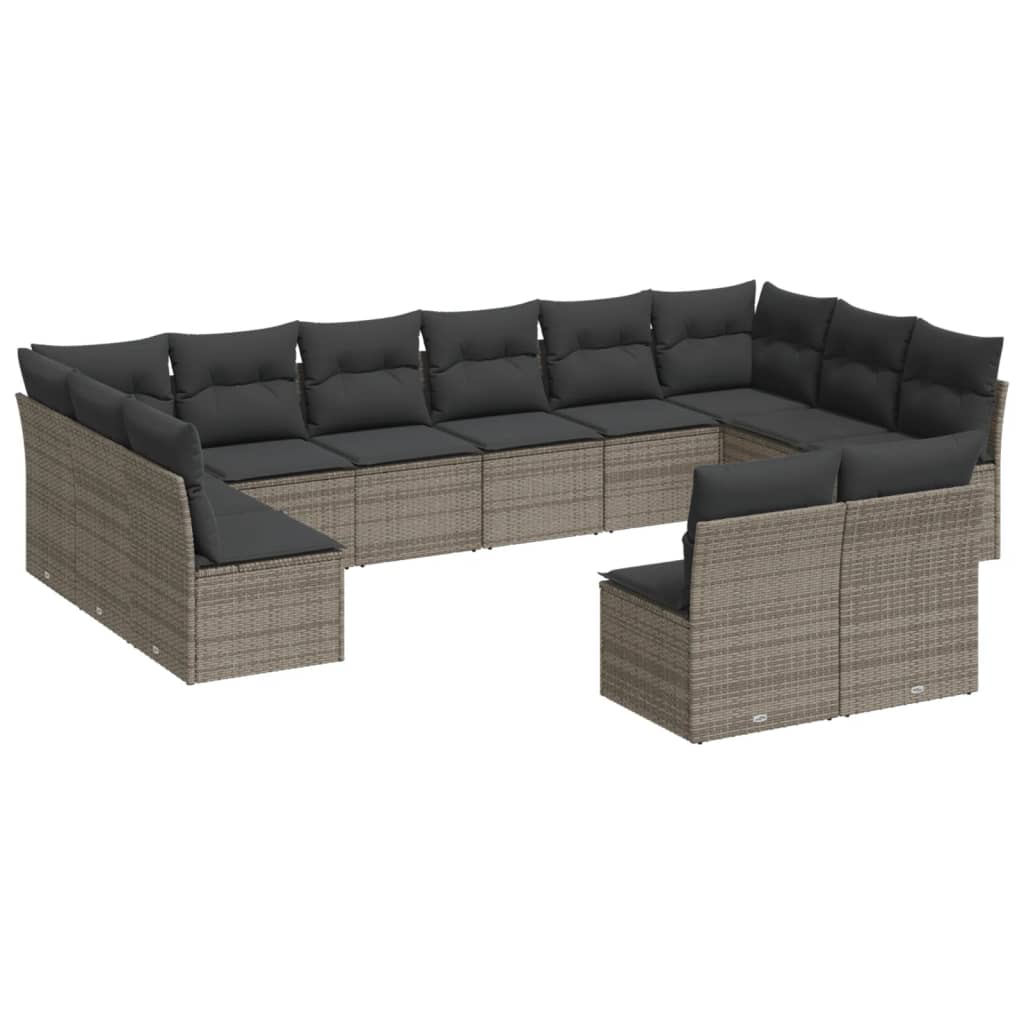 sofasæt til haven 12 dele med hynder polyrattan grå