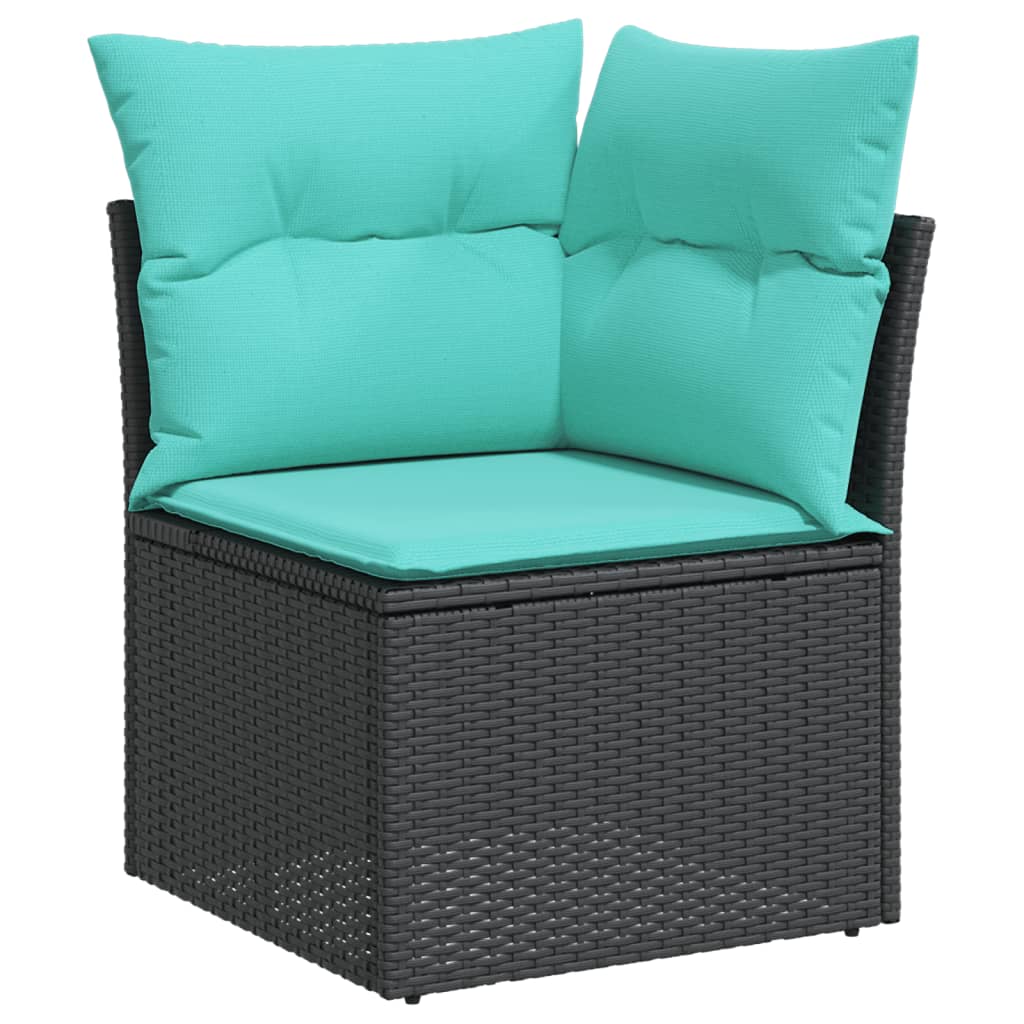 13-delt havesofasæt med hynder sort polyrattan