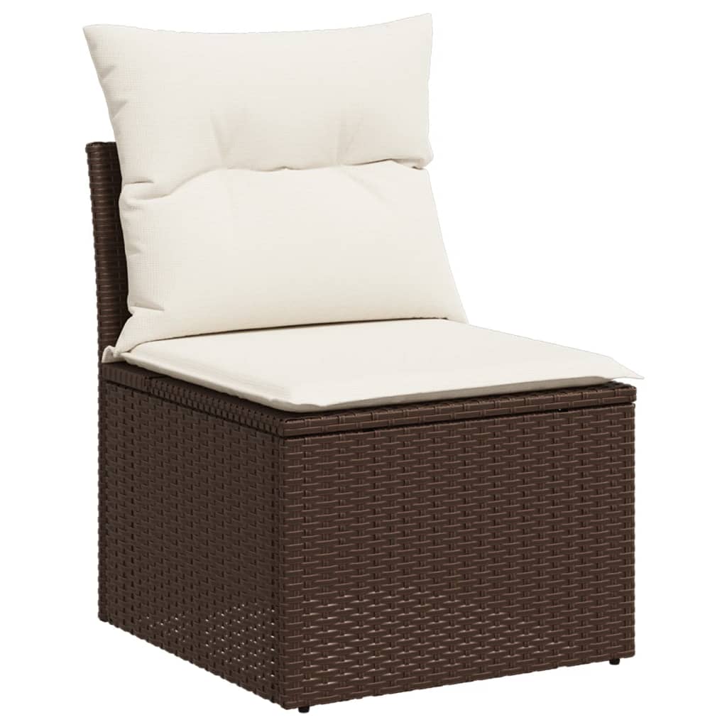 sofasæt til haven 14 dele med hynder polyrattan brun