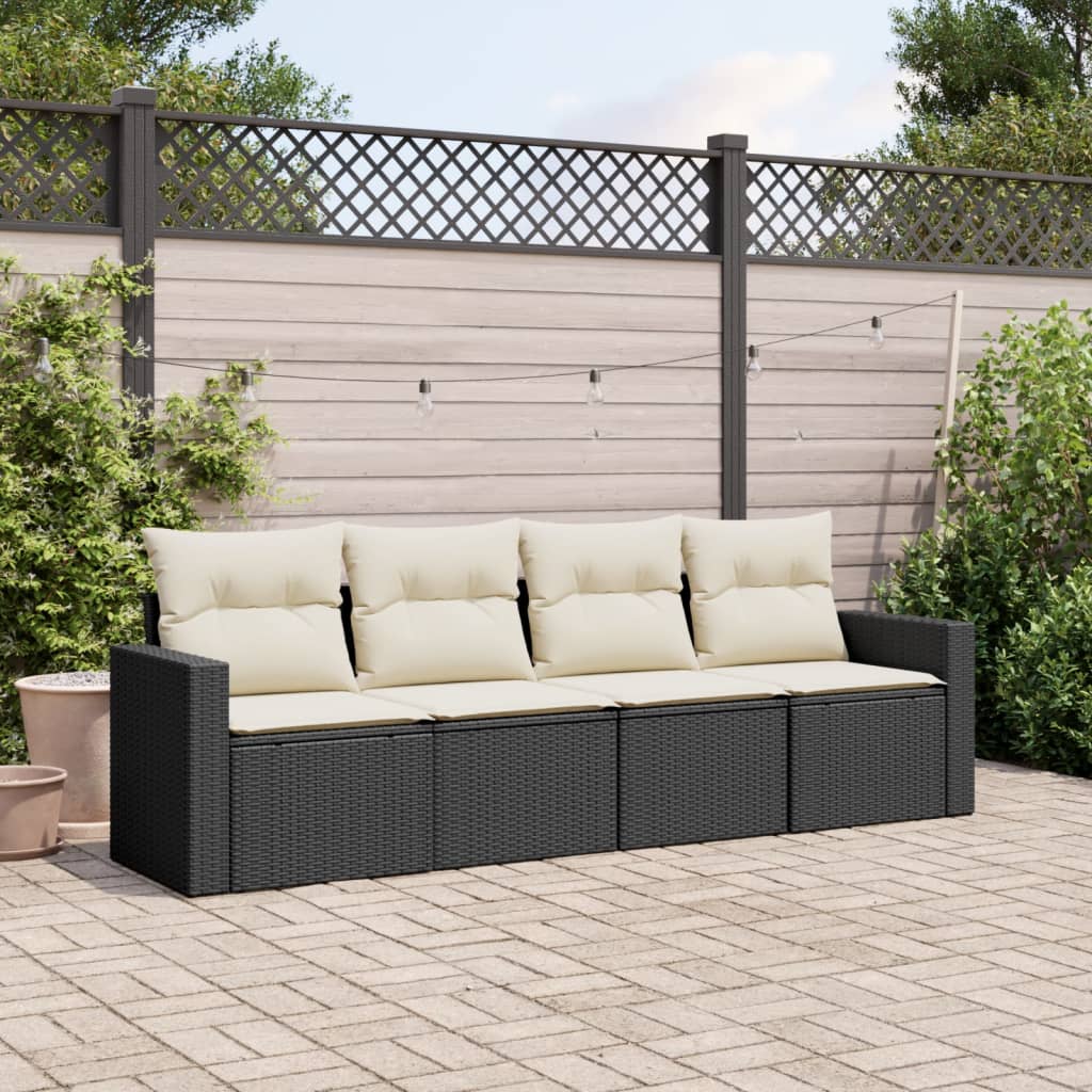 sofasæt til haven 4 dele med hynder polyrattan sort