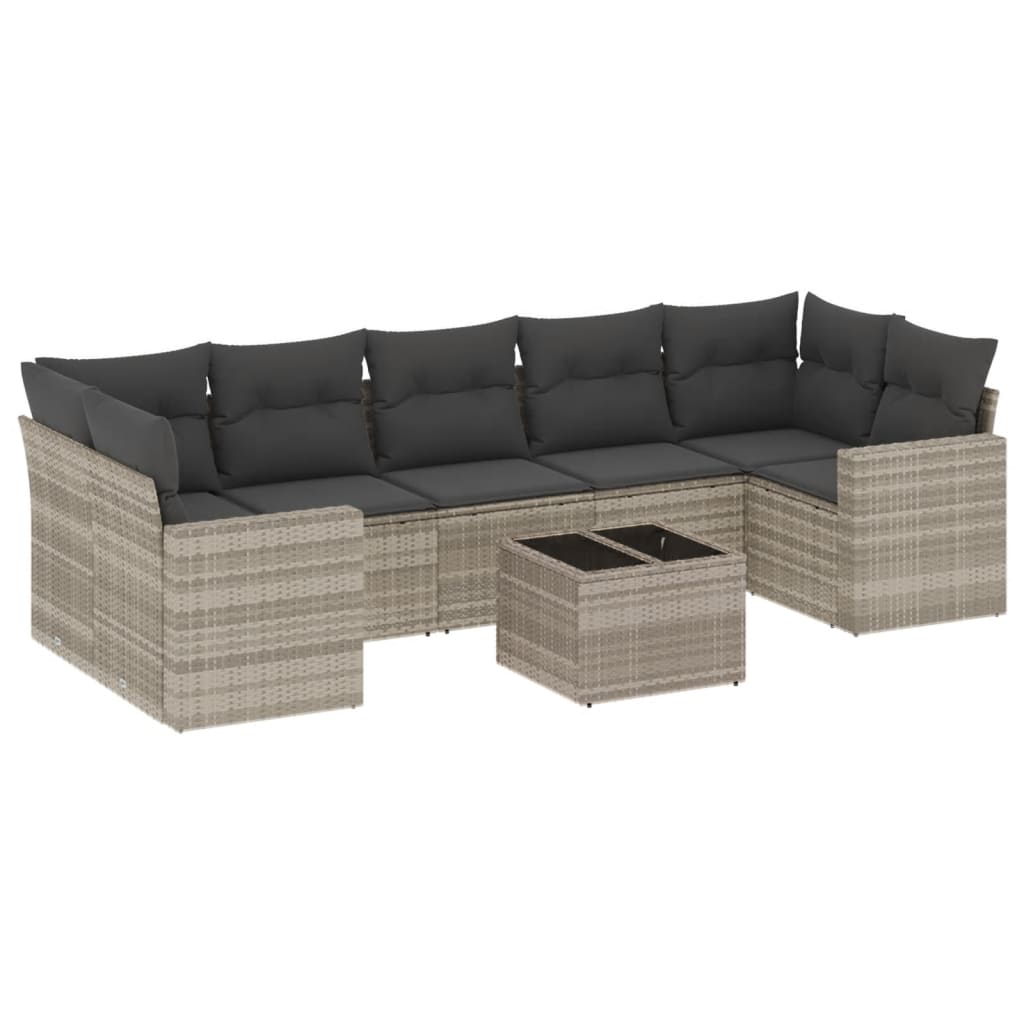 sofasæt til haven 8 dele med hynder polyrattan lysegrå