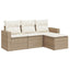 sofasæt til haven 4 dele med hynder polyrattan beige