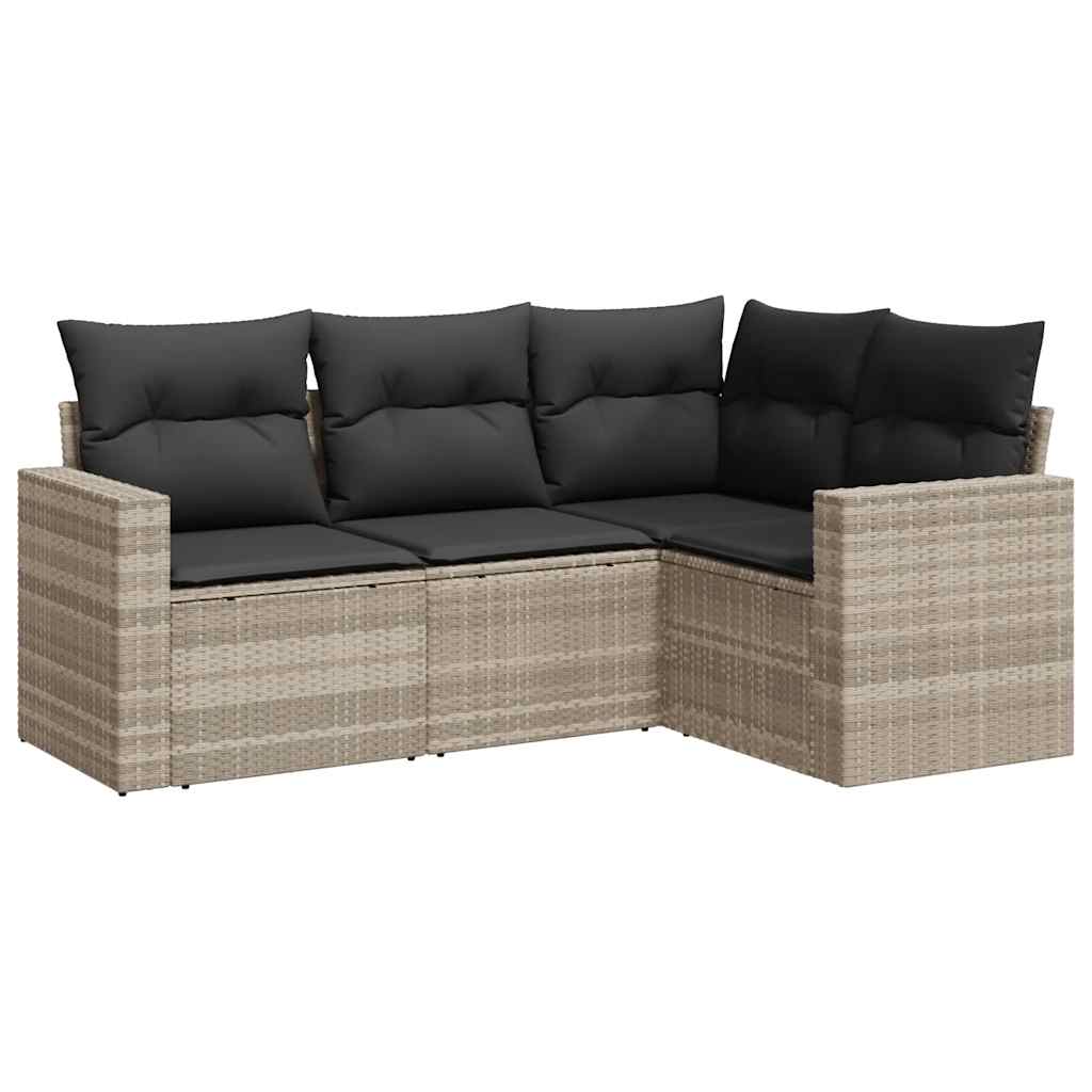 sofasæt til haven 4 dele med hynder polyrattan lysegrå