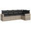 sofasæt 5 dele med hynder polyrattan lysegrå