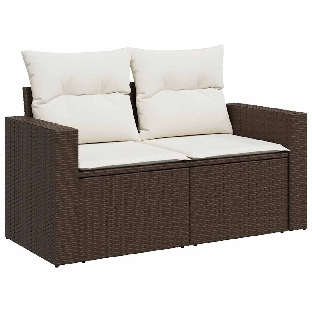 sofasæt til haven 9 dele med hynder polyrattan brun