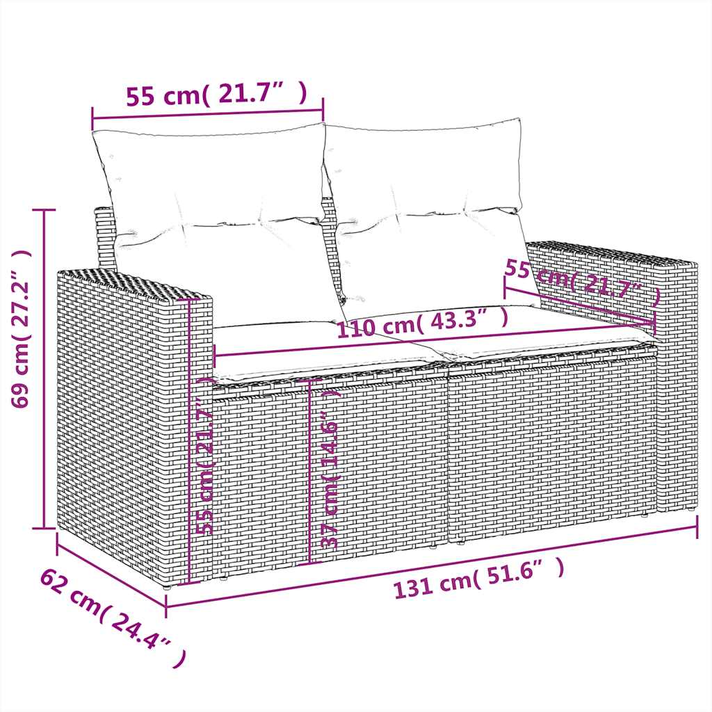 sofasæt til haven 11 dele med hynder polyrattan sort