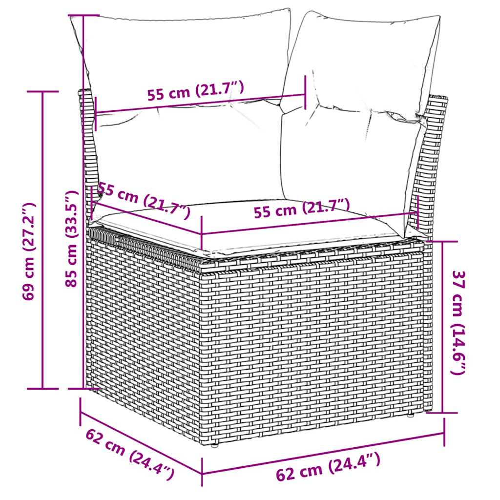 loungesæt til haven 11 dele med hynder polyrattan grå