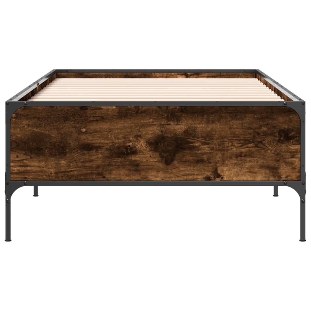 sengeramme 100x200 cm konstrueret træ og metal røget eg