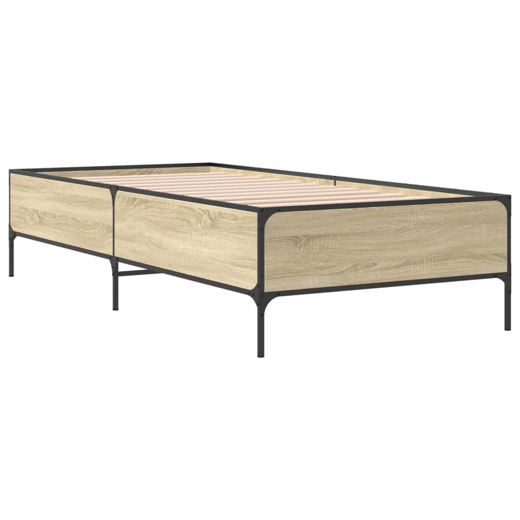 sengeramme 90x200 cm konstrueret træ og metal sonoma-eg